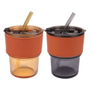 Glass Mug with PU Cover (FM4483)