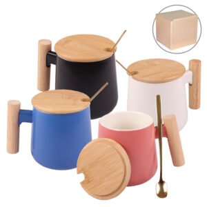 AD Drinkware & Container Series - Ceramic Mug with Bamboo Lid & Spoon (FM7789)